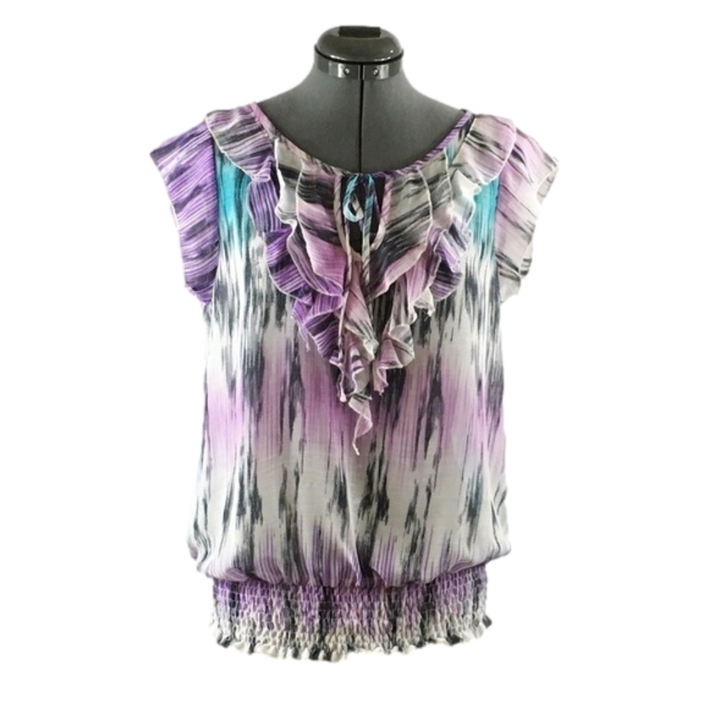 she's Cool 💕Bright Multi-hues Ruffled Sheer Top💕